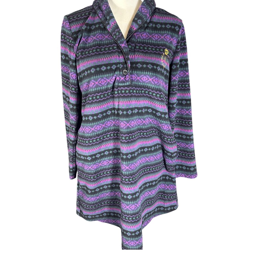 Lauren Ralph Lauren Fleece Nightgown Women Medium Purple Fair Isle Crest
